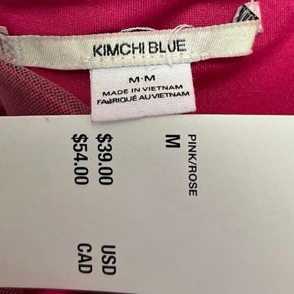 NEW Urban Outfitters Kimchi Blue Claudia Pink Floral Mesh Babydoll Blouse Top M - Picture 8 of 9